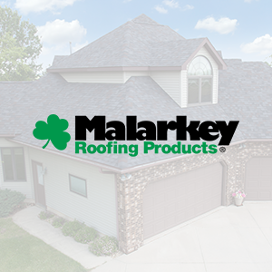 Malarkey Asphalt Roofing - click to view Malarkey available shingles and warranties - Malarkey logo with a house behind a transparent white background
